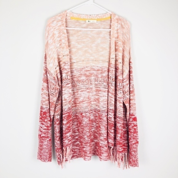 OVLA BOHO Leganlook Fringed Hem Open Front Sweater Cardigan XL - Picture 1 of 5